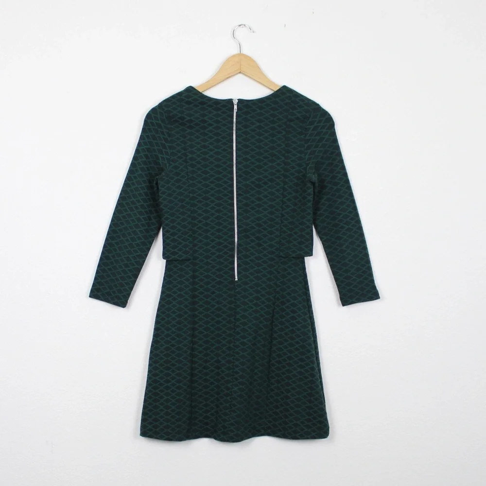 Topshop Geo Print Notch Overlay 3/4 Sleeve Mini Dress - Picture 10 of 14
